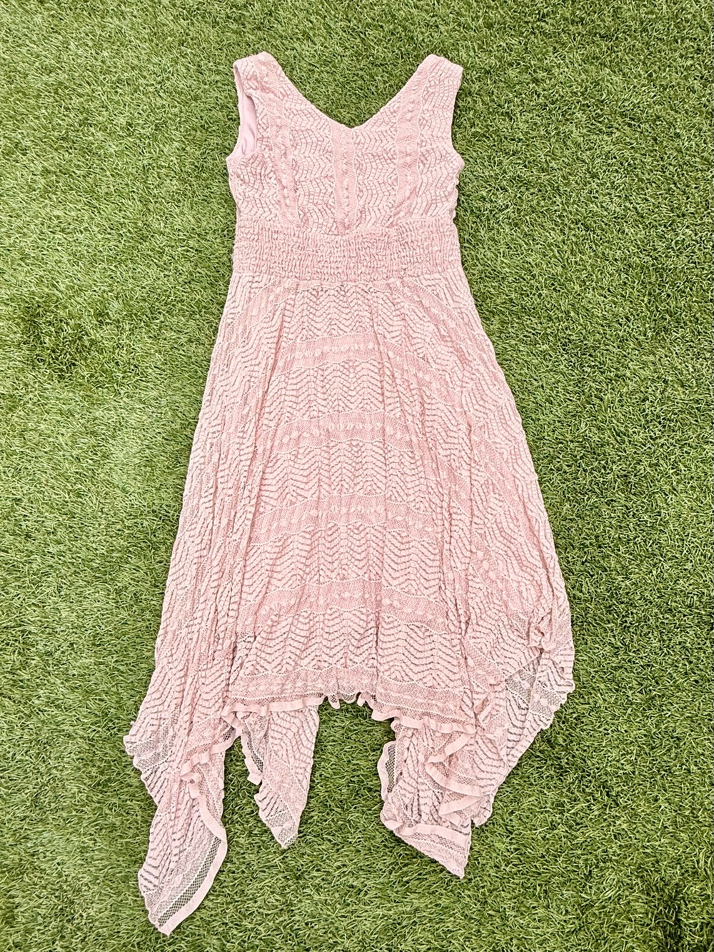 This dress IS romance. Rabbit Rabbit Rabbit Blush Pink Lace Midi Dress.